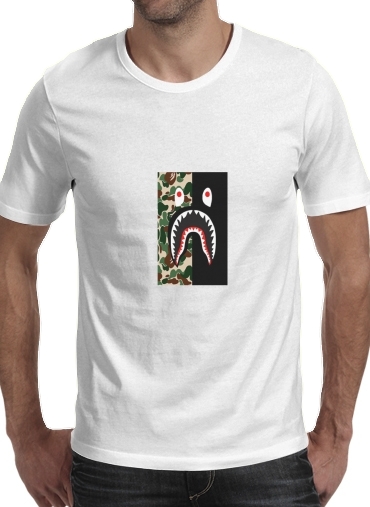 Shark Bape Camo Military Bicolor für Männer T-Shirt