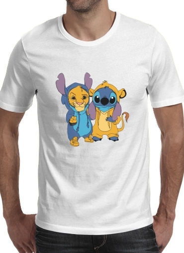 Simba X Stitch best friends für Männer T-Shirt