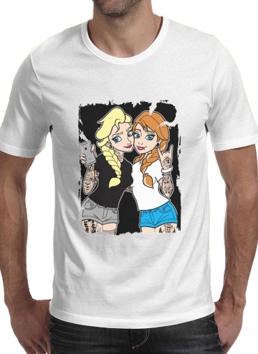 Sisters Selfie Tatoo Punk Elsa Anna für Männer T-Shirt
