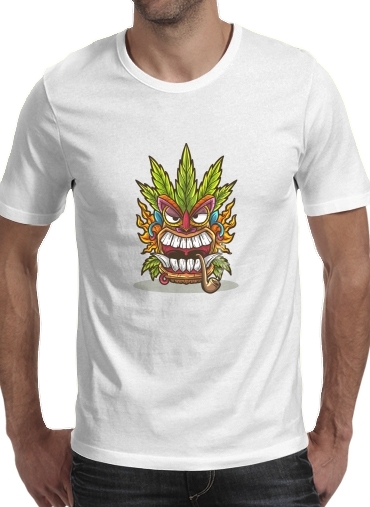 Tiki mask cannabis weed smoking für Männer T-Shirt