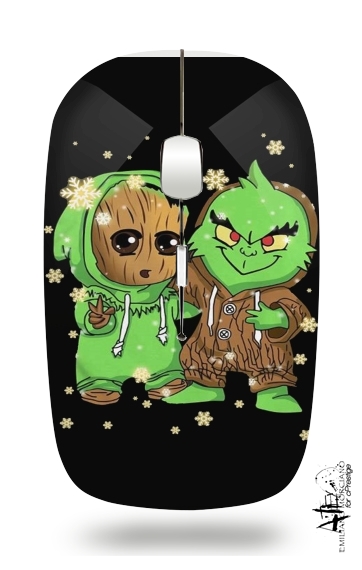  Baby Groot and Grinch Christmas für Kabellose optische Maus mit USB-Empfänger