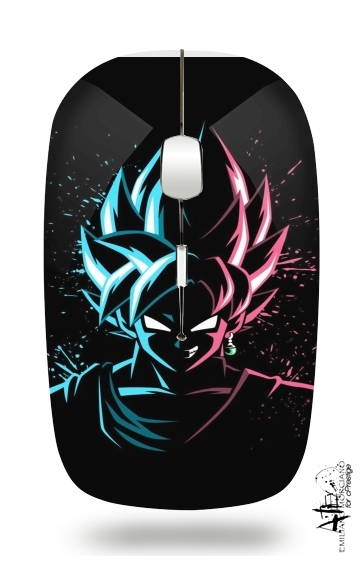 Black Goku Face Art Blue and pink hair für Kabellose optische Maus mit USB-Empfänger