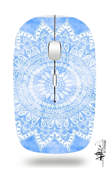 Bohemian Flower Mandala in Blue für Kabellose optische Maus mit USB-Empfänger