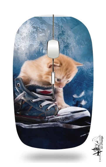 Cute kitten plays in sneakers für Kabellose optische Maus mit USB-Empfänger