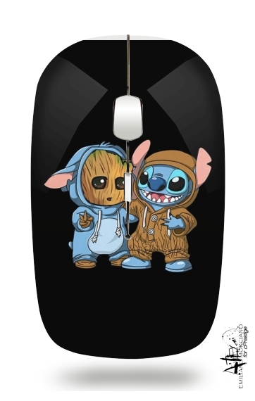 Groot x Stitch für Kabellose optische Maus mit USB-Empfänger