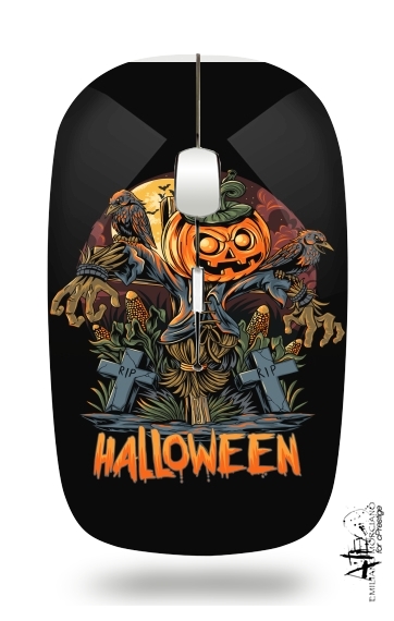 Halloween Pumpkin Crow Graveyard für Kabellose optische Maus mit USB-Empfänger