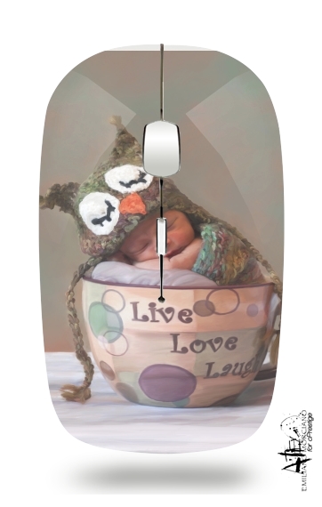 Painting Baby With Owl Cap in a Teacup für Kabellose optische Maus mit USB-Empfänger
