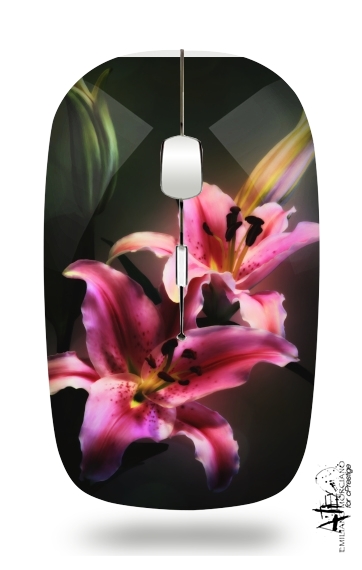 Painting Pink Stargazer Lily für Kabellose optische Maus mit USB-Empfänger