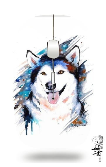  siberian husky watercolor für Kabellose optische Maus mit USB-Empfänger
