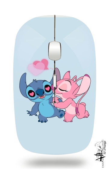 Stitch Angel Love Heart pink für Kabellose optische Maus mit USB-Empfänger