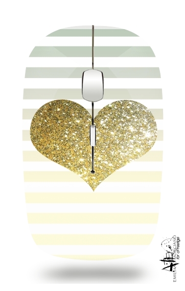 Sunny Gold Glitter Heart für Kabellose optische Maus mit USB-Empfänger