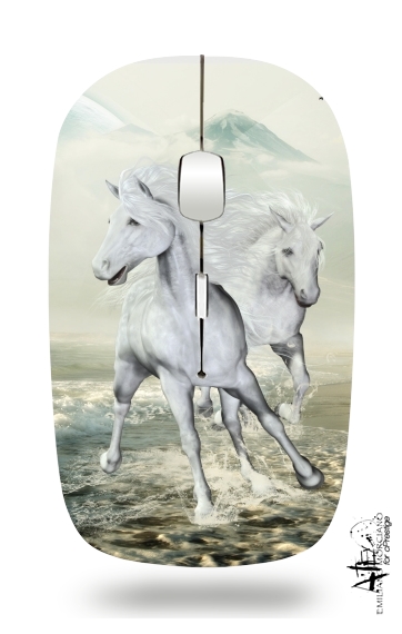 White Horses On The Beach für Kabellose optische Maus mit USB-Empfänger