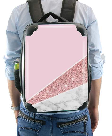 Initiale Marble and Glitter Pink für Rucksack