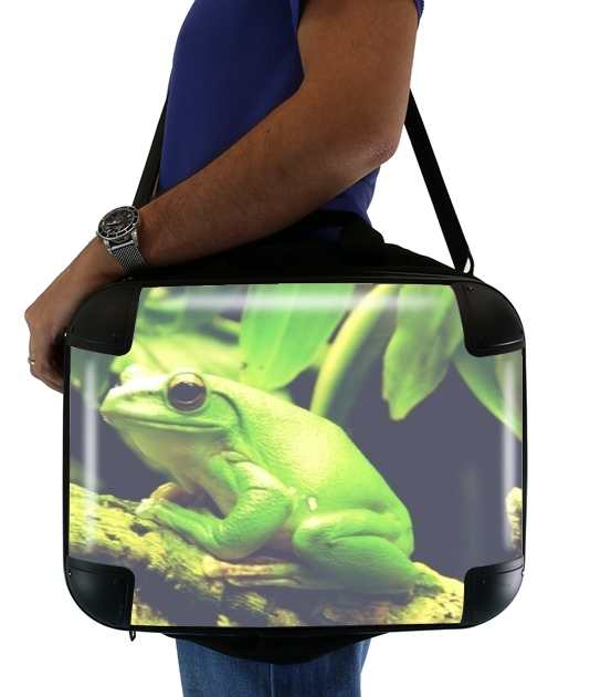 Grüner Frosch für Computertasche / Notebook / Tablet