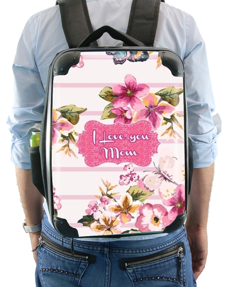 Pink floral Marinière - Love You Mom für Rucksack