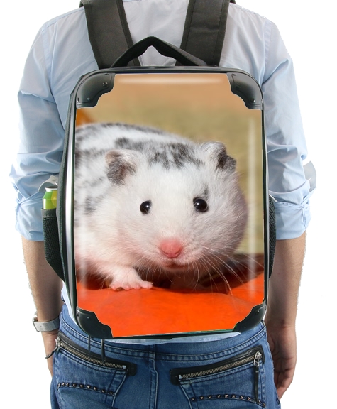 Weisser Dalmatiner Hamster mit schwarzen Punkten für Rucksack