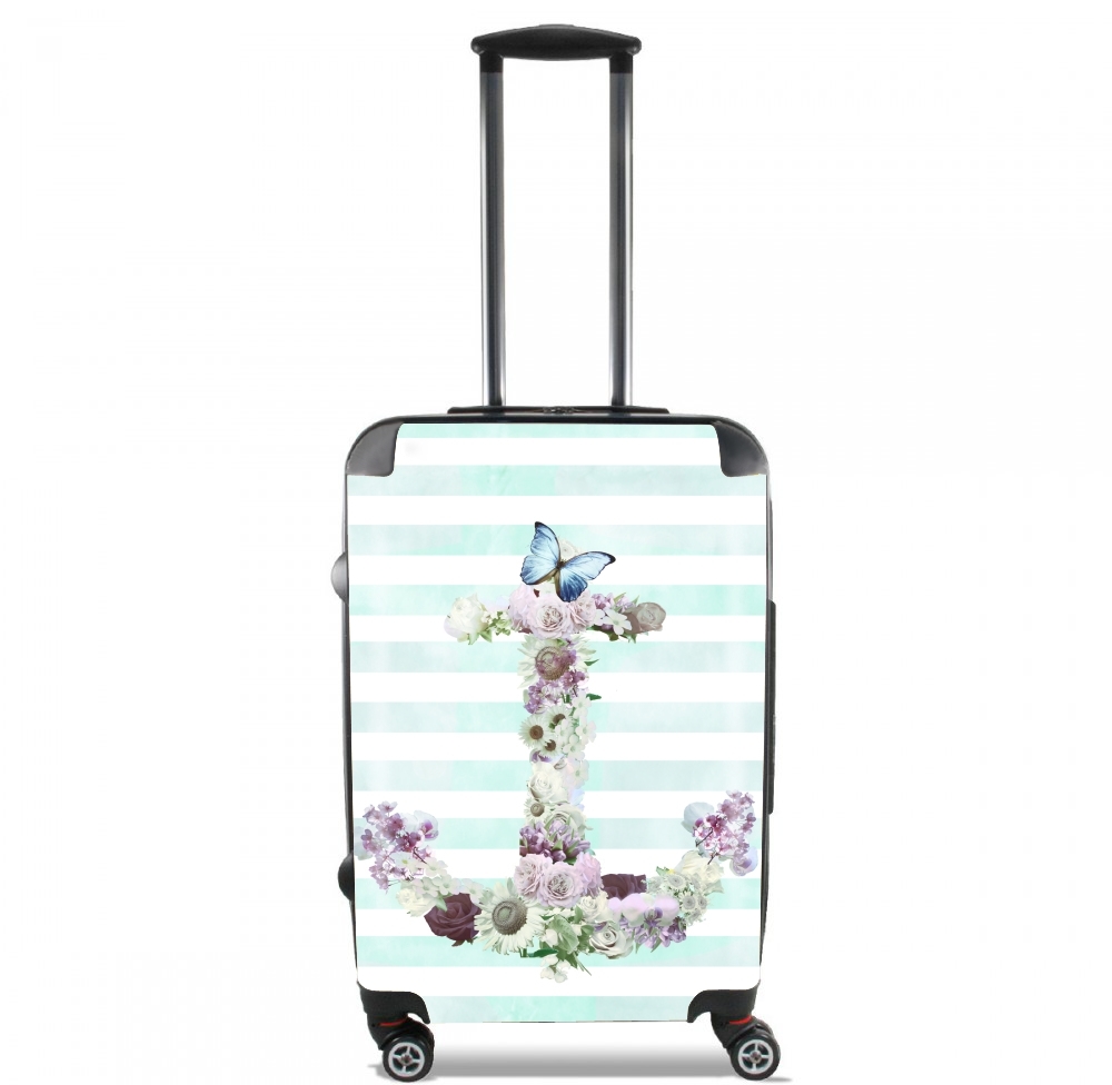 Floral Anchor in mint für Kabinengröße Koffer