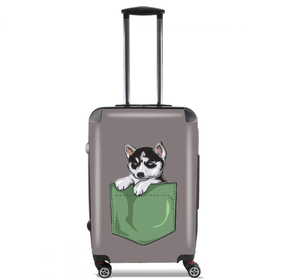 Husky Dog in the pocket für Kabinengröße Koffer
