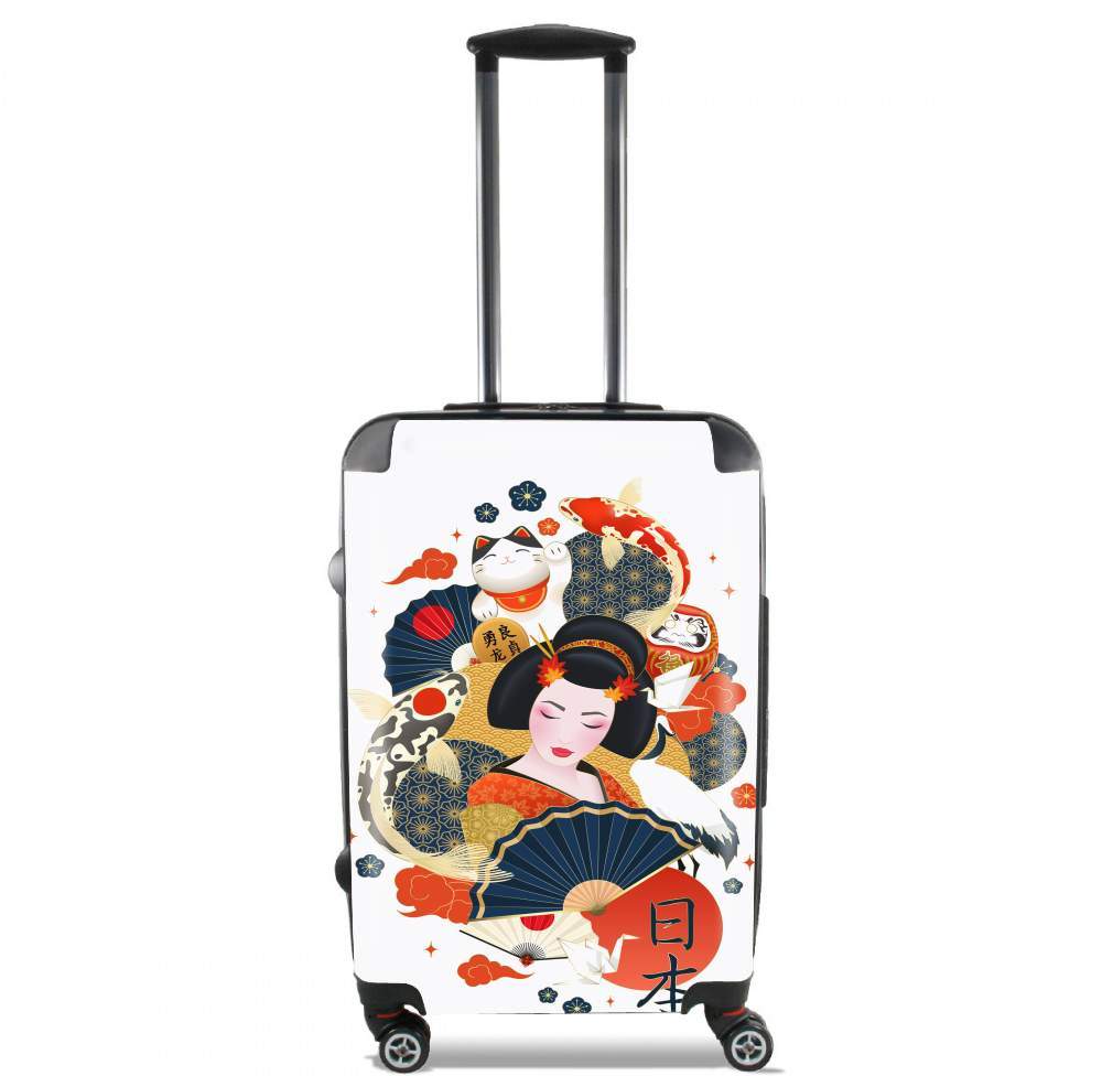 Japanese geisha surrounded with colorful carps für Kabinengröße Koffer