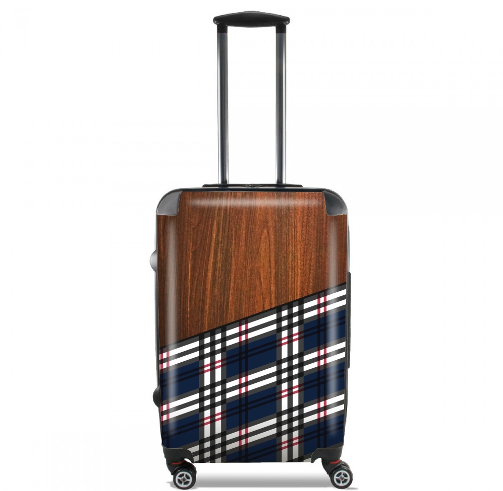 Wooden Scottish Tartan für Kabinengröße Koffer
