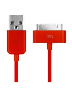 USB Datenkabel für iPhone 4, 4S, 3, 3G, iPad 1, 2, 3, iPod Touch 2G, 3G, 4G, Nano, Classic - Red
