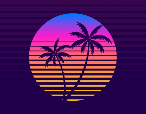Classic retro 80s style tropical sunset handyhüllen