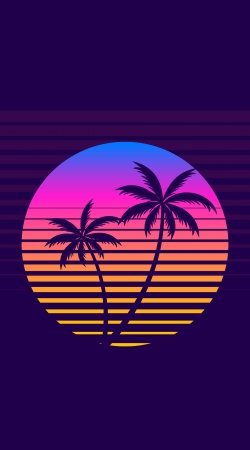 Classic retro 80s style tropical sunset hülle