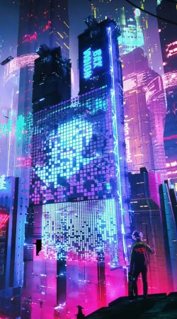 Cyberpunk city night art handyhüllen