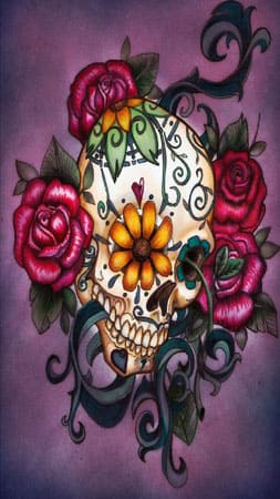 Skull Flowers - lila handyhüllen