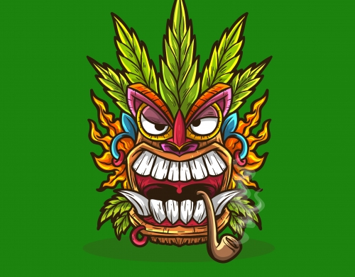 Tiki mask cannabis weed smoking handyhüllen