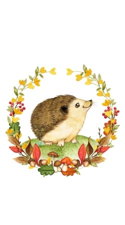 watercolor hedgehog in a fall woodland wreath handyhüllen