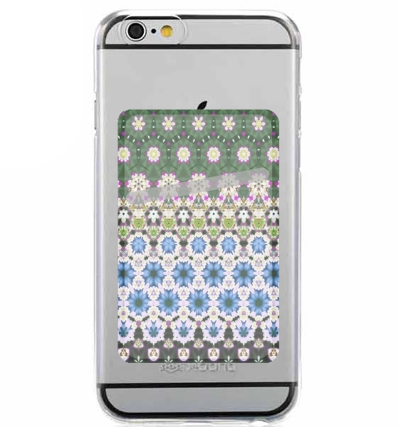 Abstract ethnic floral stripe pattern white blue green für Slot Card