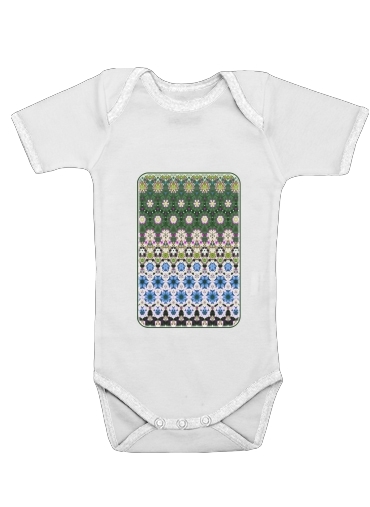 Abstract ethnic floral stripe pattern white blue green für Baby Body