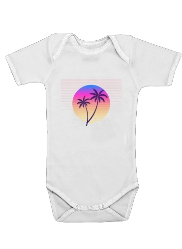 Classic retro 80s style tropical sunset für Baby Body