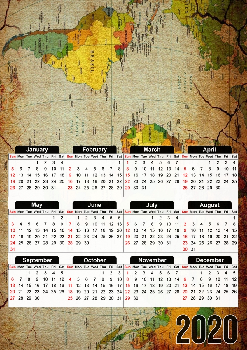 Weltkarte Welt für A3 Fotokalender 30x43cm