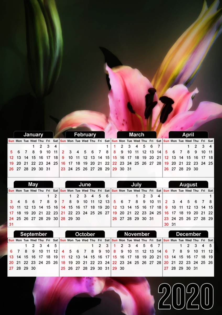 Painting Pink Stargazer Lily für A3 Fotokalender 30x43cm