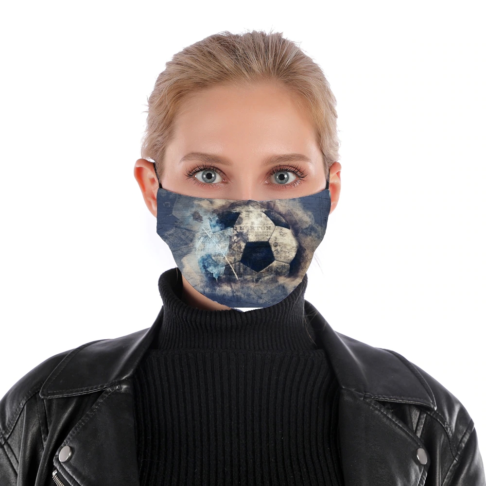 Abstract Blue Grunge Soccer für Nase Mund Maske