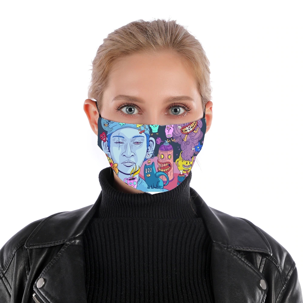 Colorful and creepy creatures für Nase Mund Maske