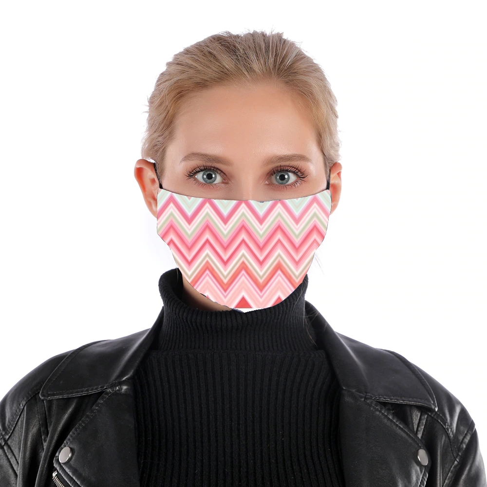 colorful chevron in pink für Nase Mund Maske