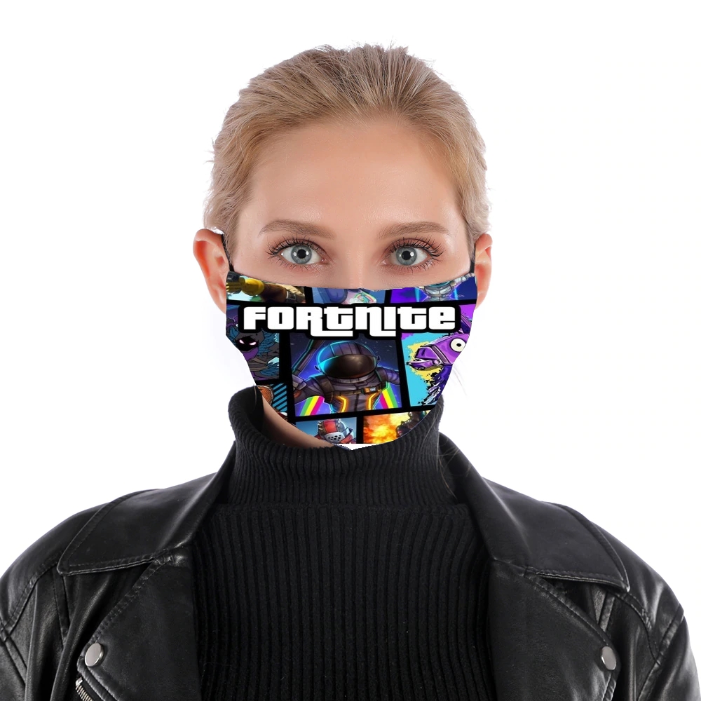 Fortnite - Battle Royale Art Feat GTA für Nase Mund Maske