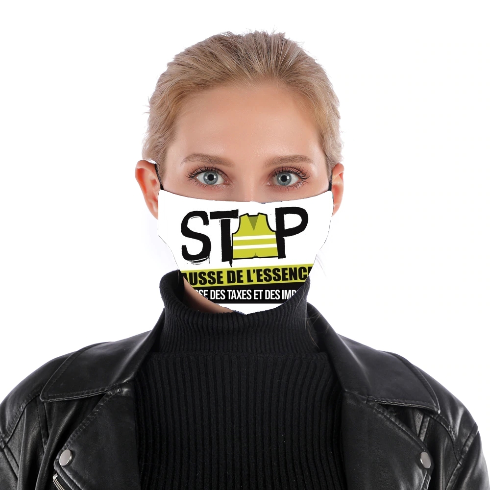 Gilet Jaune Stop aux taxes für Nase Mund Maske