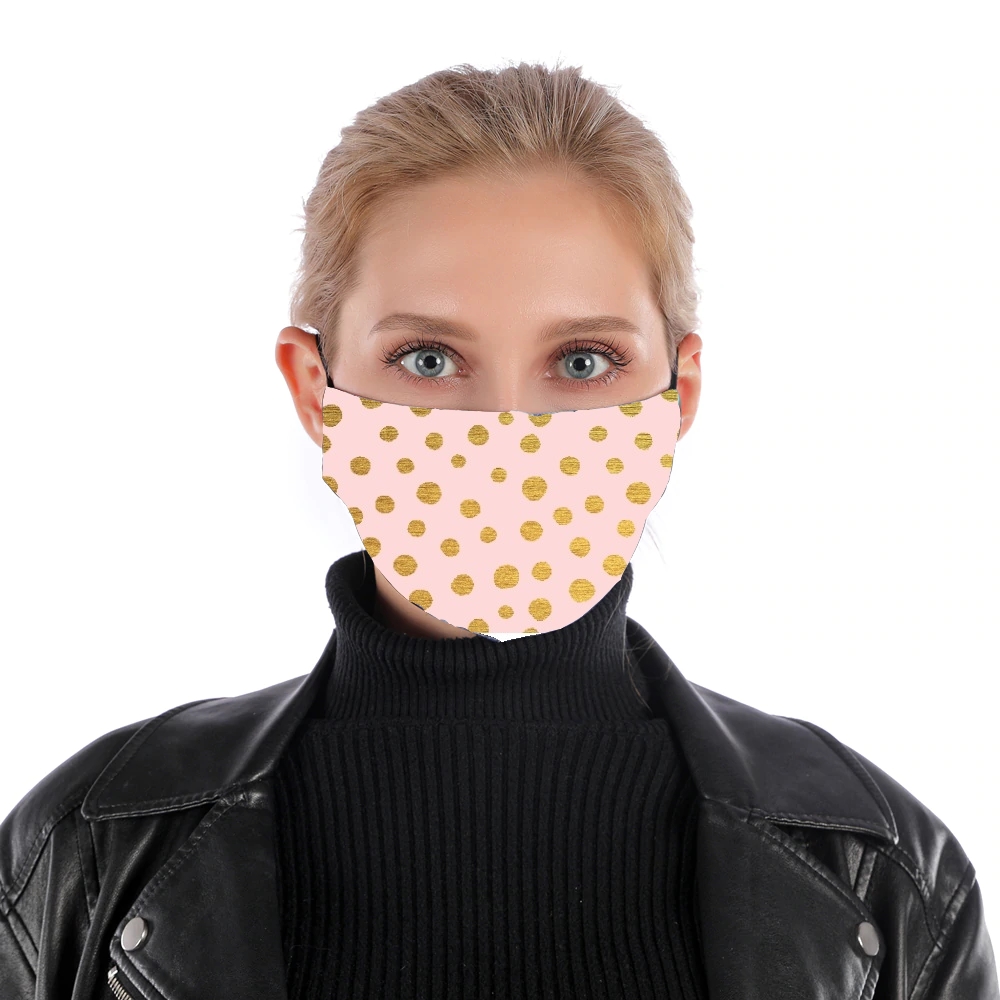 Golden Dots And Pink für Nase Mund Maske