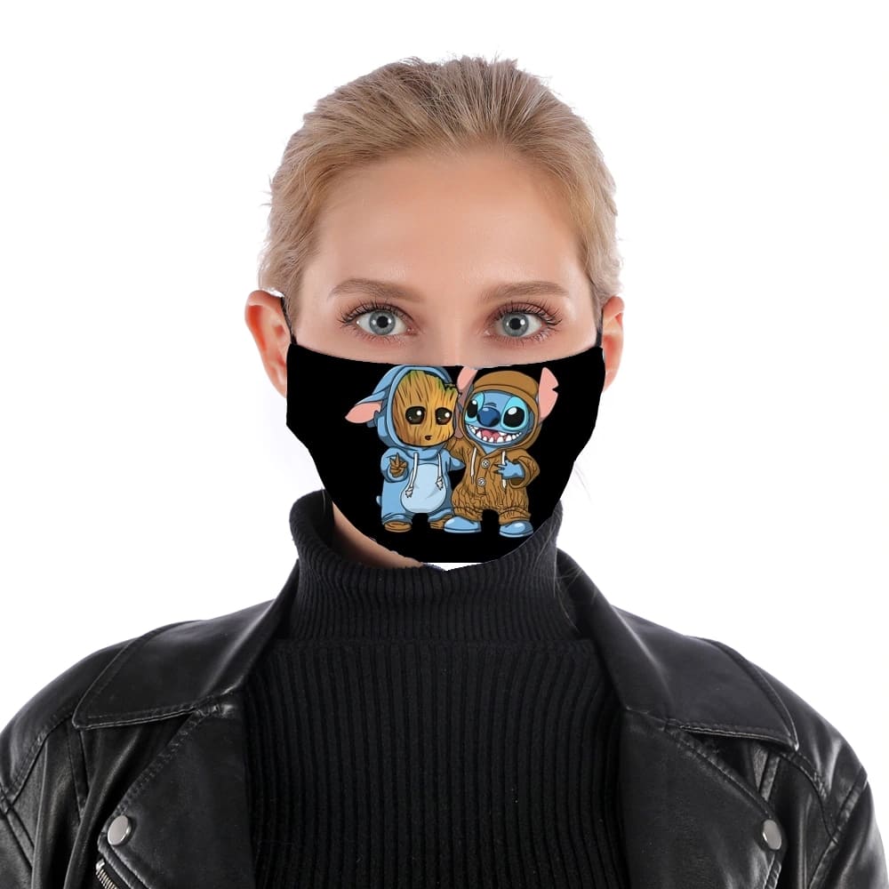 Groot x Stitch für Nase Mund Maske