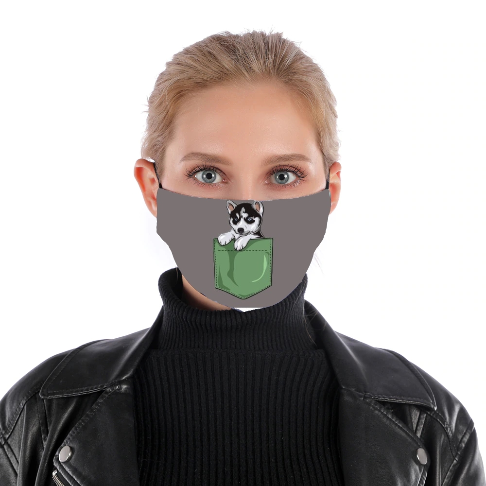 Husky Dog in the pocket für Nase Mund Maske