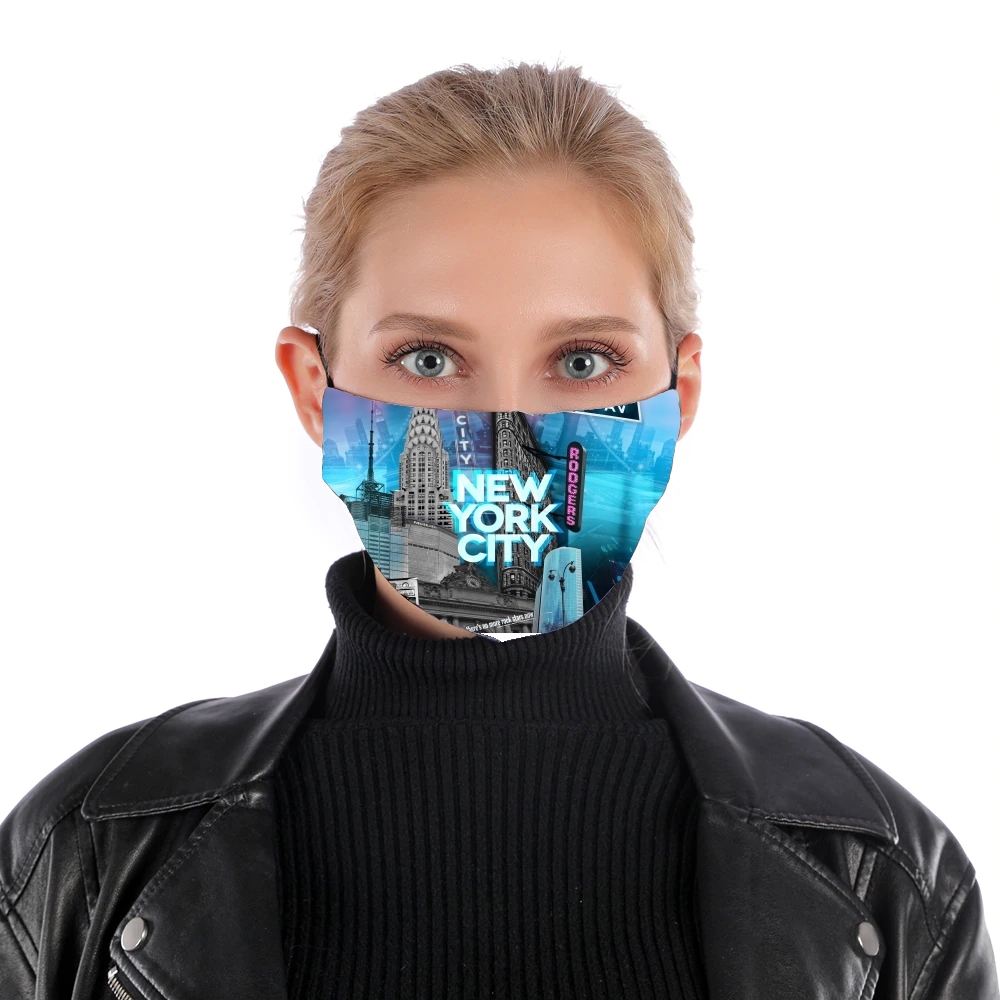 New York City II [blue] für Nase Mund Maske