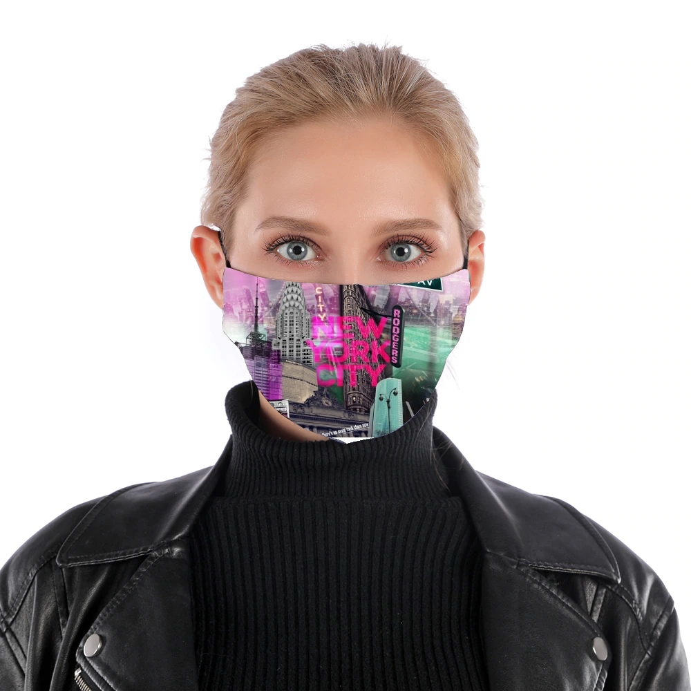 New York City II [pink] für Nase Mund Maske