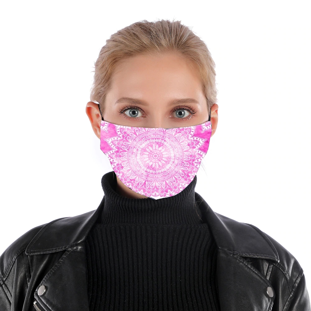 Pink Bohemian Boho Mandala für Nase Mund Maske