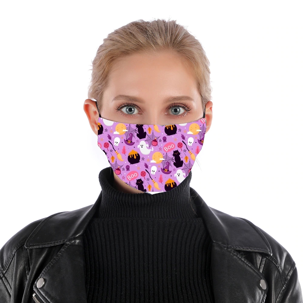 Pink Halloween Pattern für Nase Mund Maske
