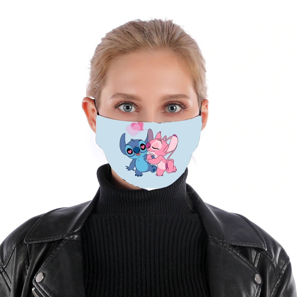 Stitch Angel Love Heart pink für Nase Mund Maske