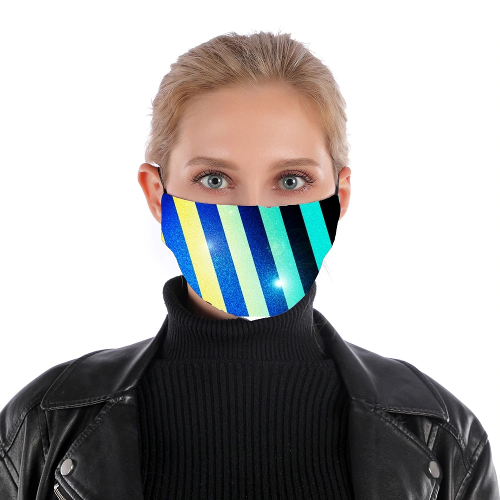 Striped Colorful Glitter für Nase Mund Maske